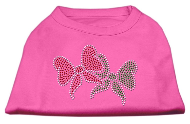 Christmas Bows Rhinestone Shirt Bright Pink XS